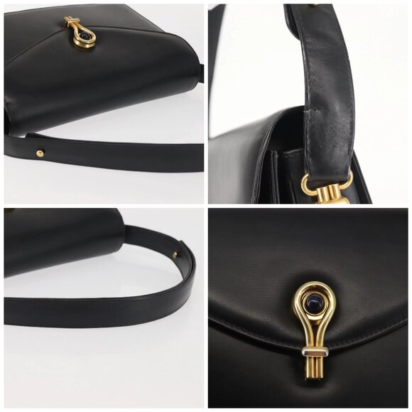 GUCCI Shoulder Bag Leather Black Gold Auth BA5763 - Picture 16 of 16